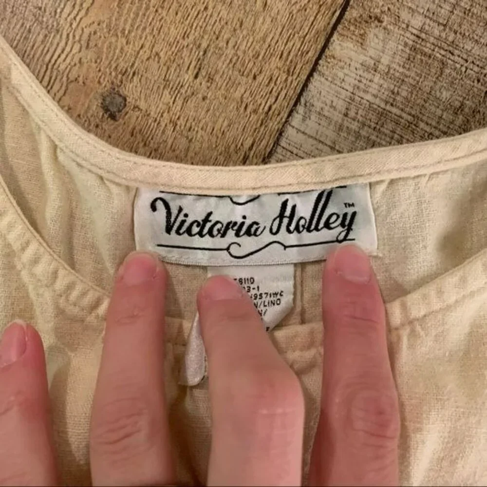 Victoria Holley vintage womens tank sleep dress with embroidered flower - 14 - Picture 4 of 12